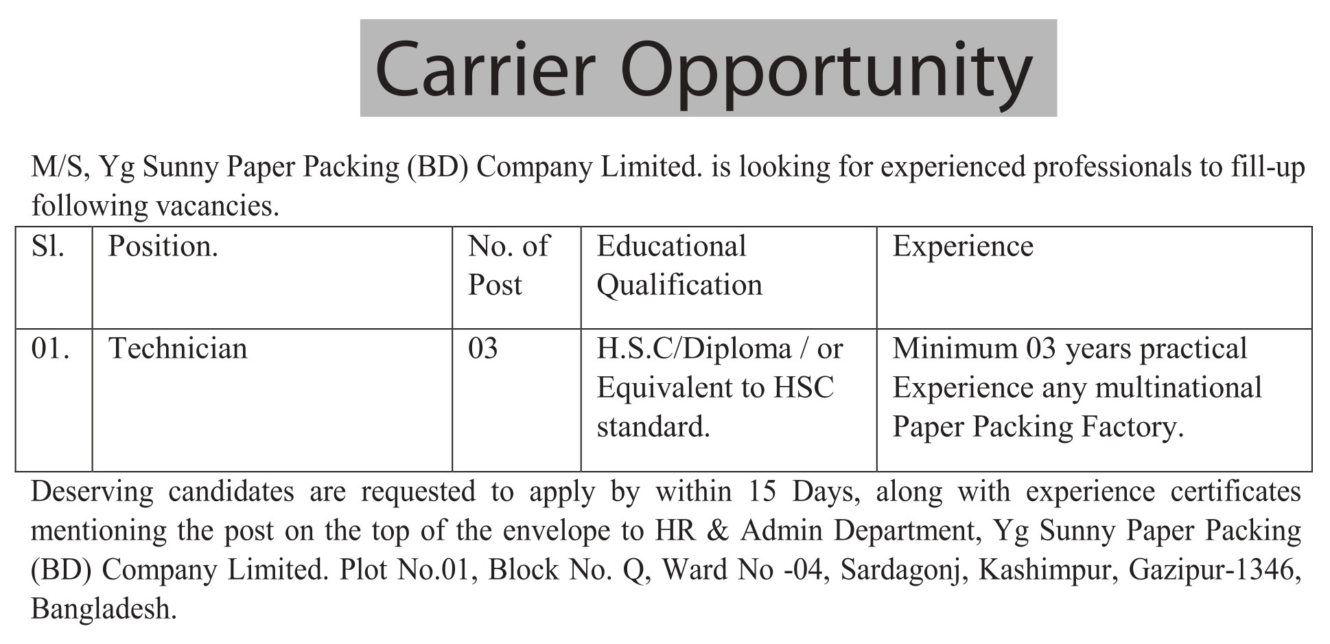 Job Circular